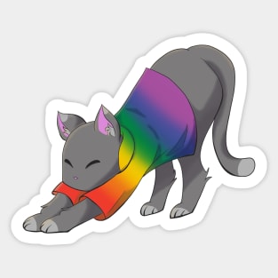 Pride cat stretching Sticker